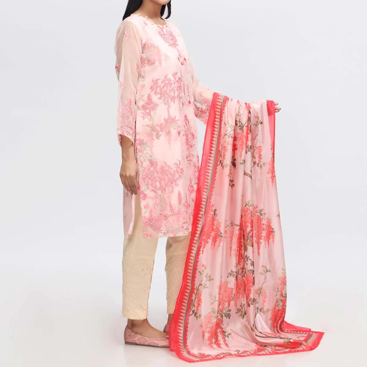 2PC- Embroidered Suit PW3248