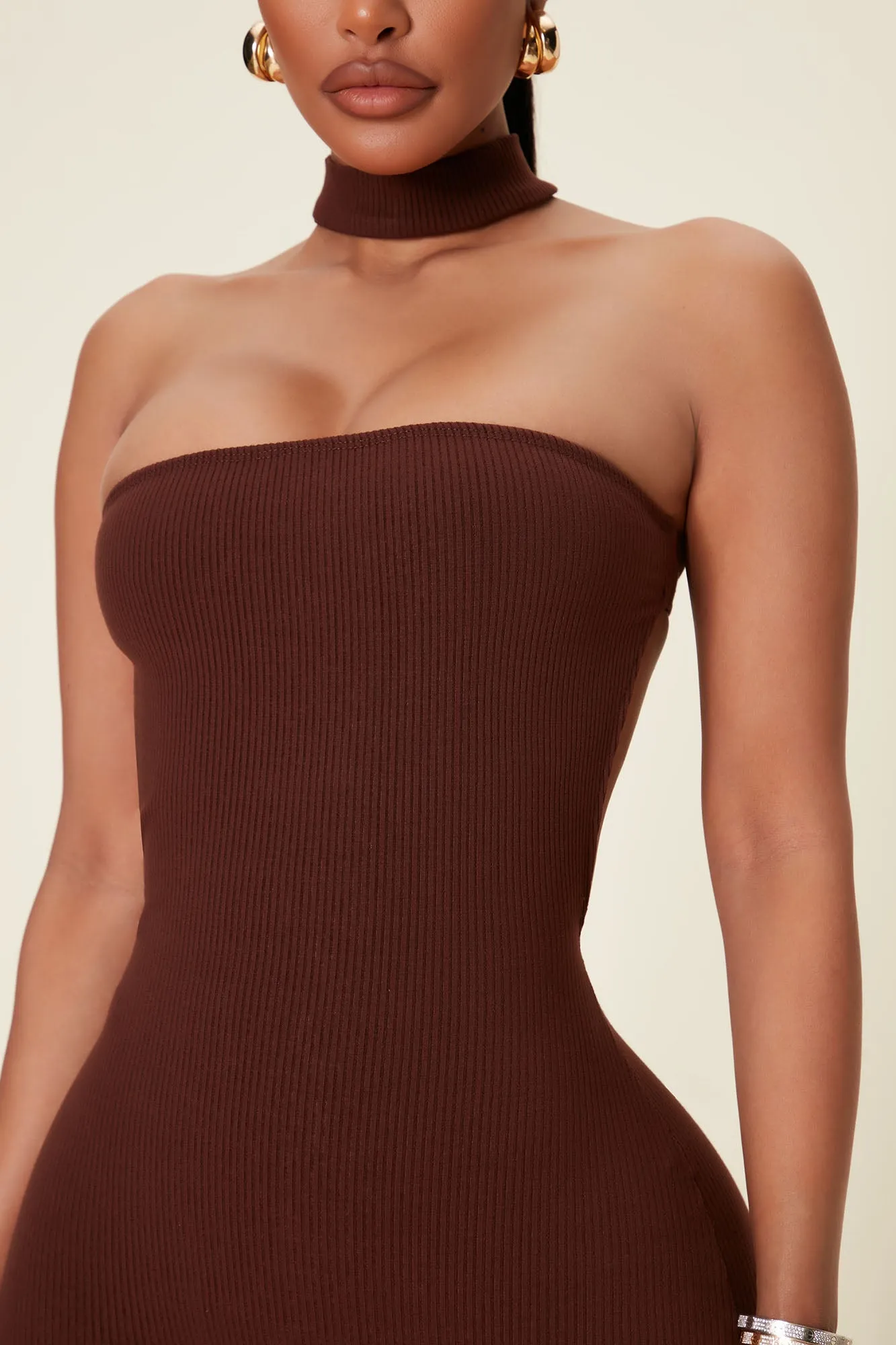 All Choked Up Snatched Jumpsuit - Chocolate
