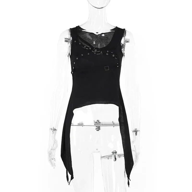 Alt Gothic Punk Sleeveless Black Dress