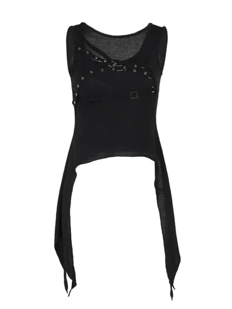 Alt Gothic Punk Sleeveless Black Dress