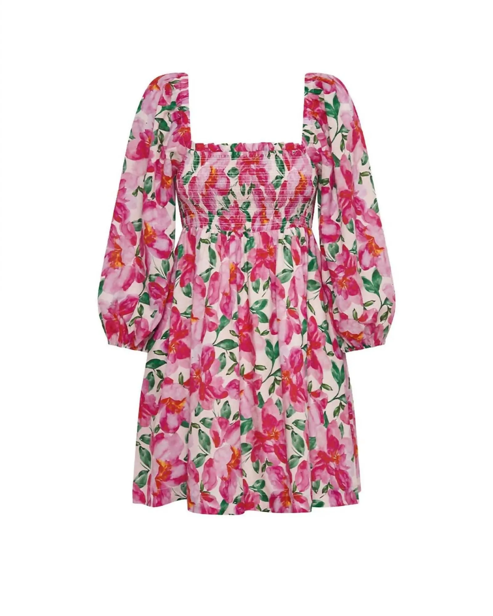 Antonia Shirred Mini Dress in Pink | Pink