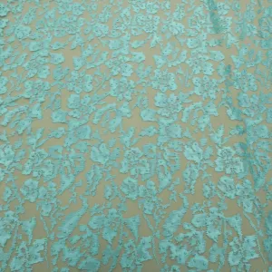 AquaTulle with Aqua Pearls Abstract Embroidered Tulle Fabric
