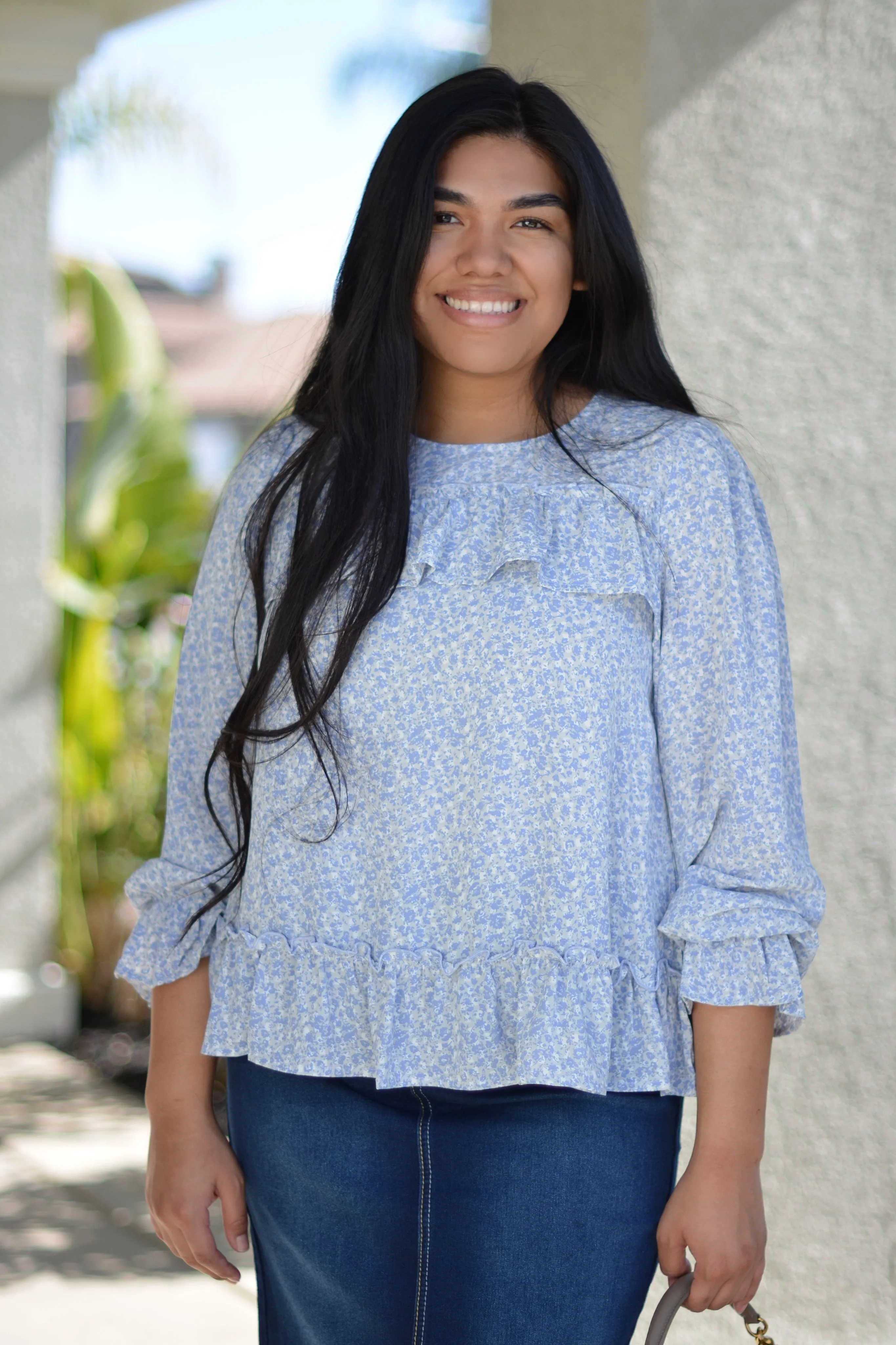 Arya Blue Floral Top