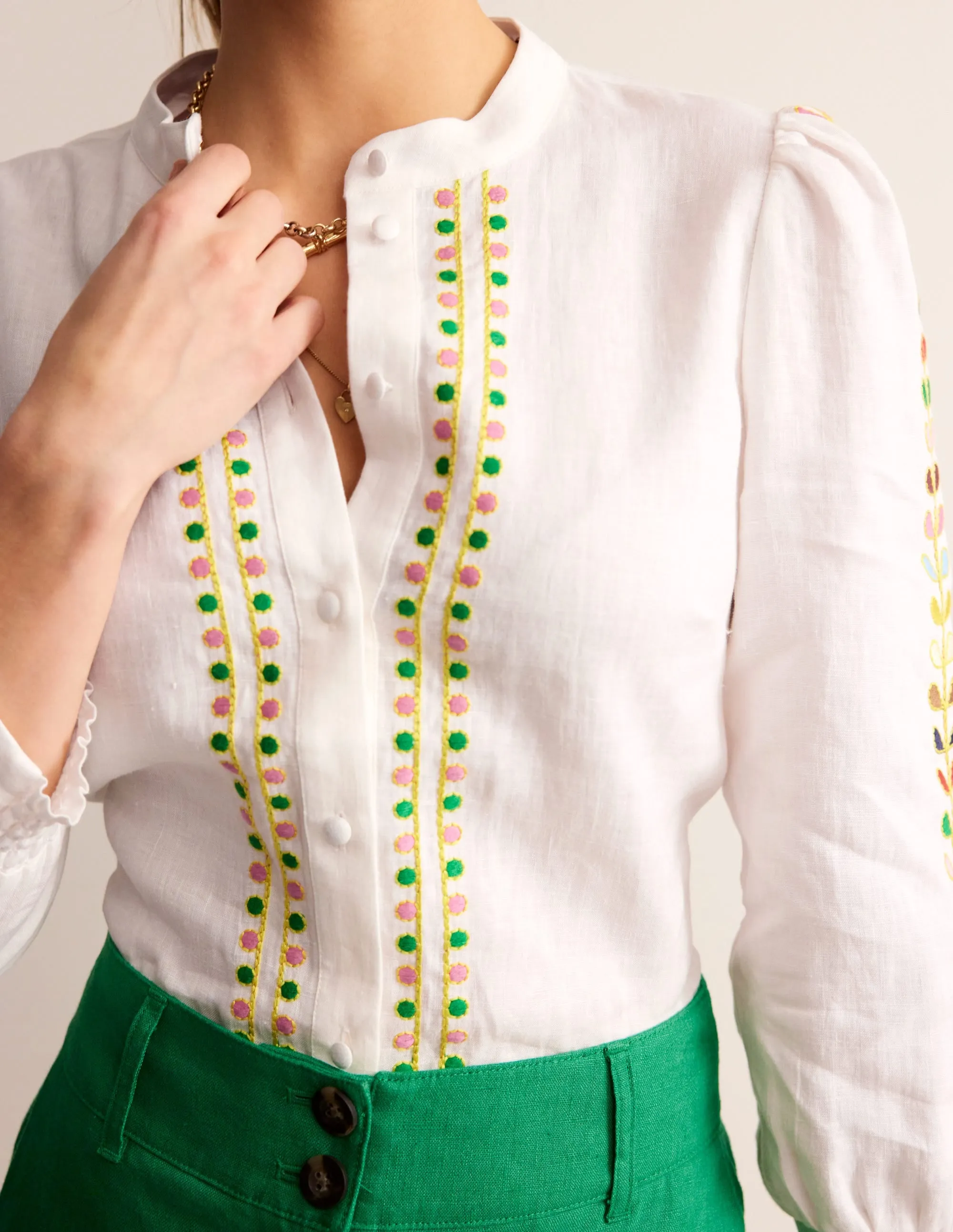 Ava Embroidered Top-White