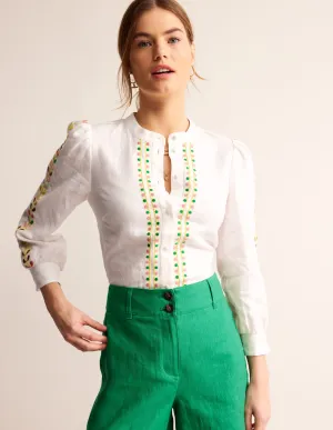 Ava Embroidered Top-White