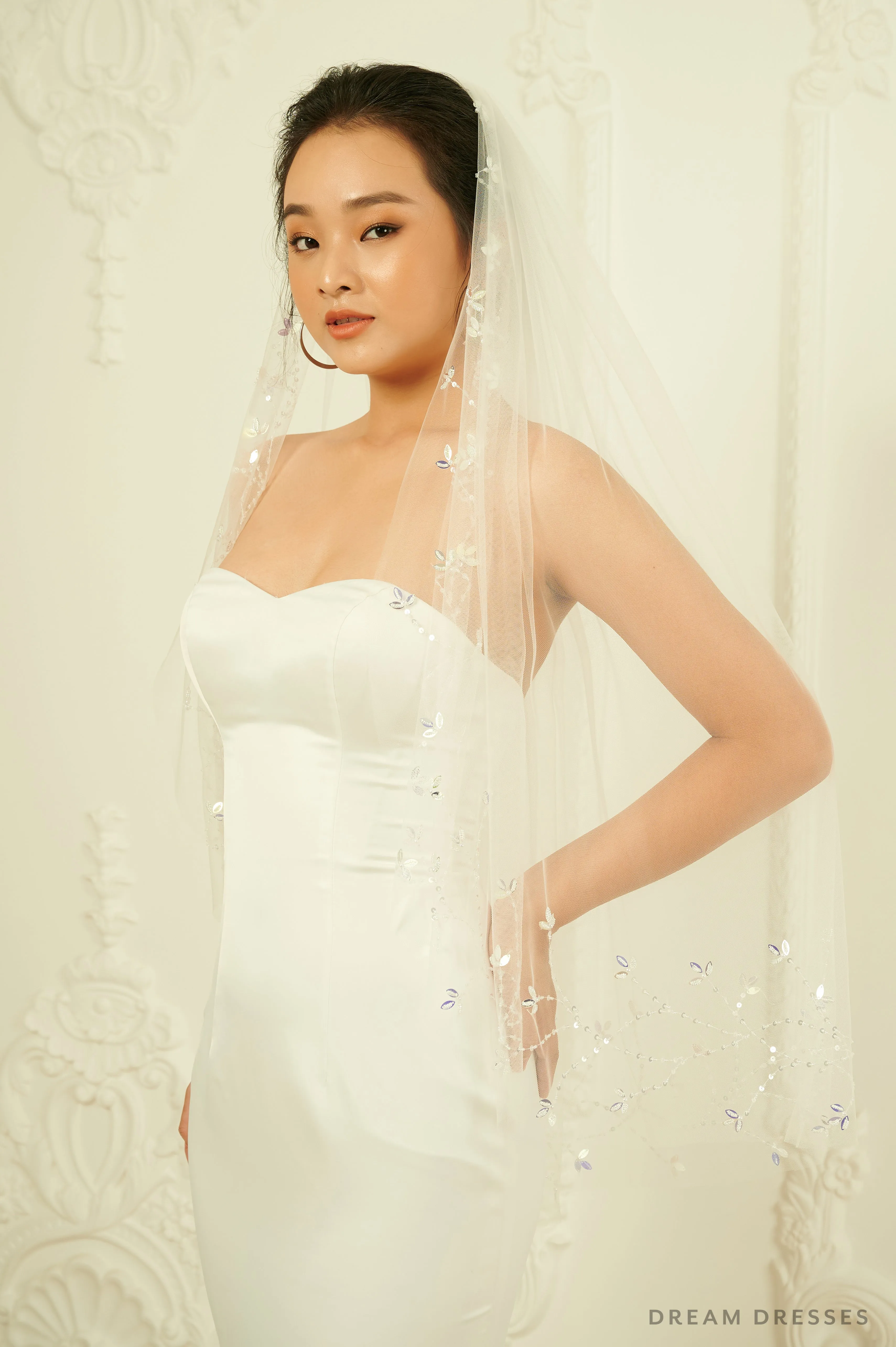 Beaded Bridal Veil (#Renée)