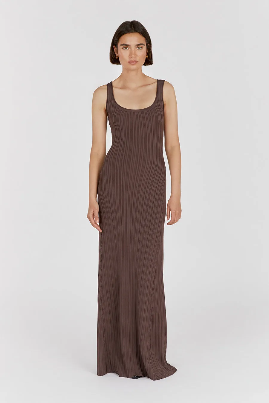 BELLA COFFEE KNIT MAXI DRESS
