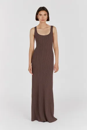 BELLA COFFEE KNIT MAXI DRESS