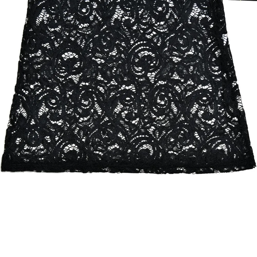 BerriesJam - Lace See Through Sleeve V Neck Solid Maxi Dress