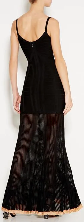 Black Bandage Pleated Maxi Dress