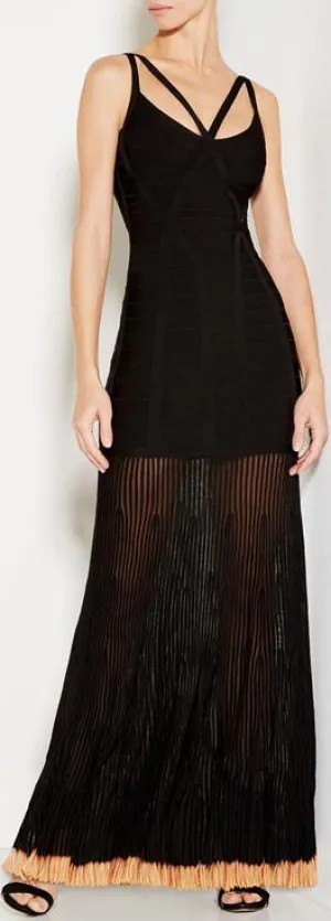 Black Bandage Pleated Maxi Dress