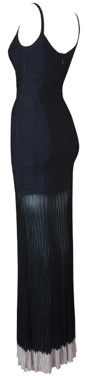 Black Bandage Pleated Maxi Dress