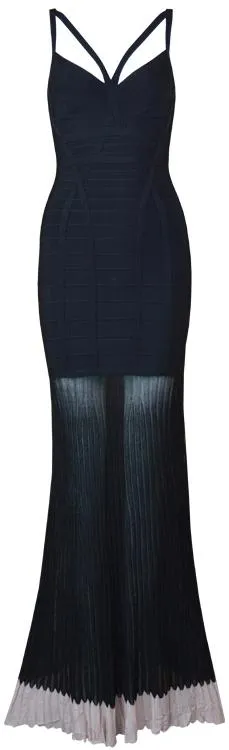 Black Bandage Pleated Maxi Dress