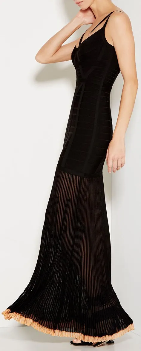 Black Bandage Pleated Maxi Dress