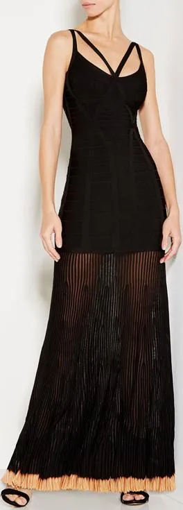 Black Bandage Pleated Maxi Dress