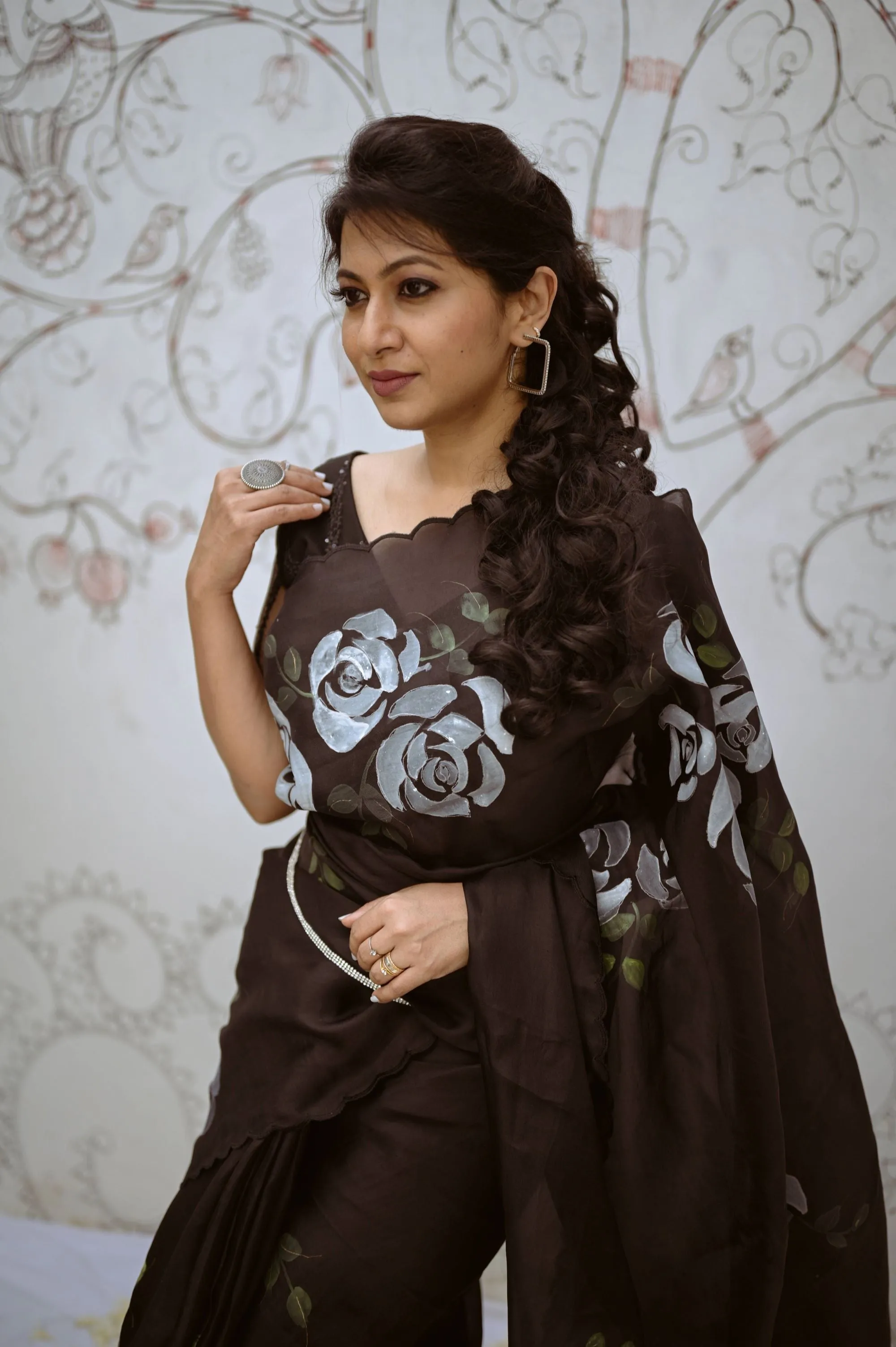 Black organza saree