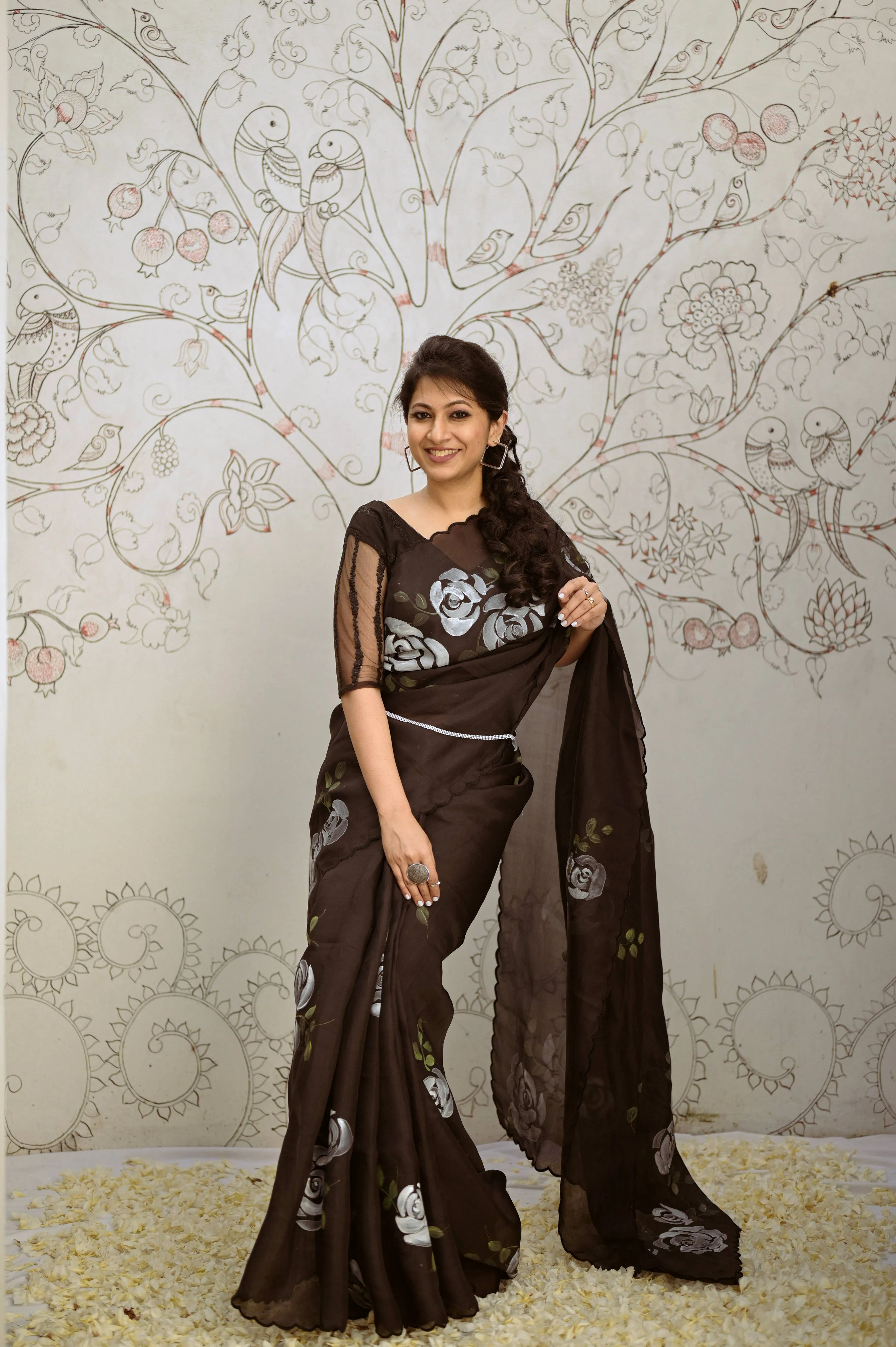 Black organza saree