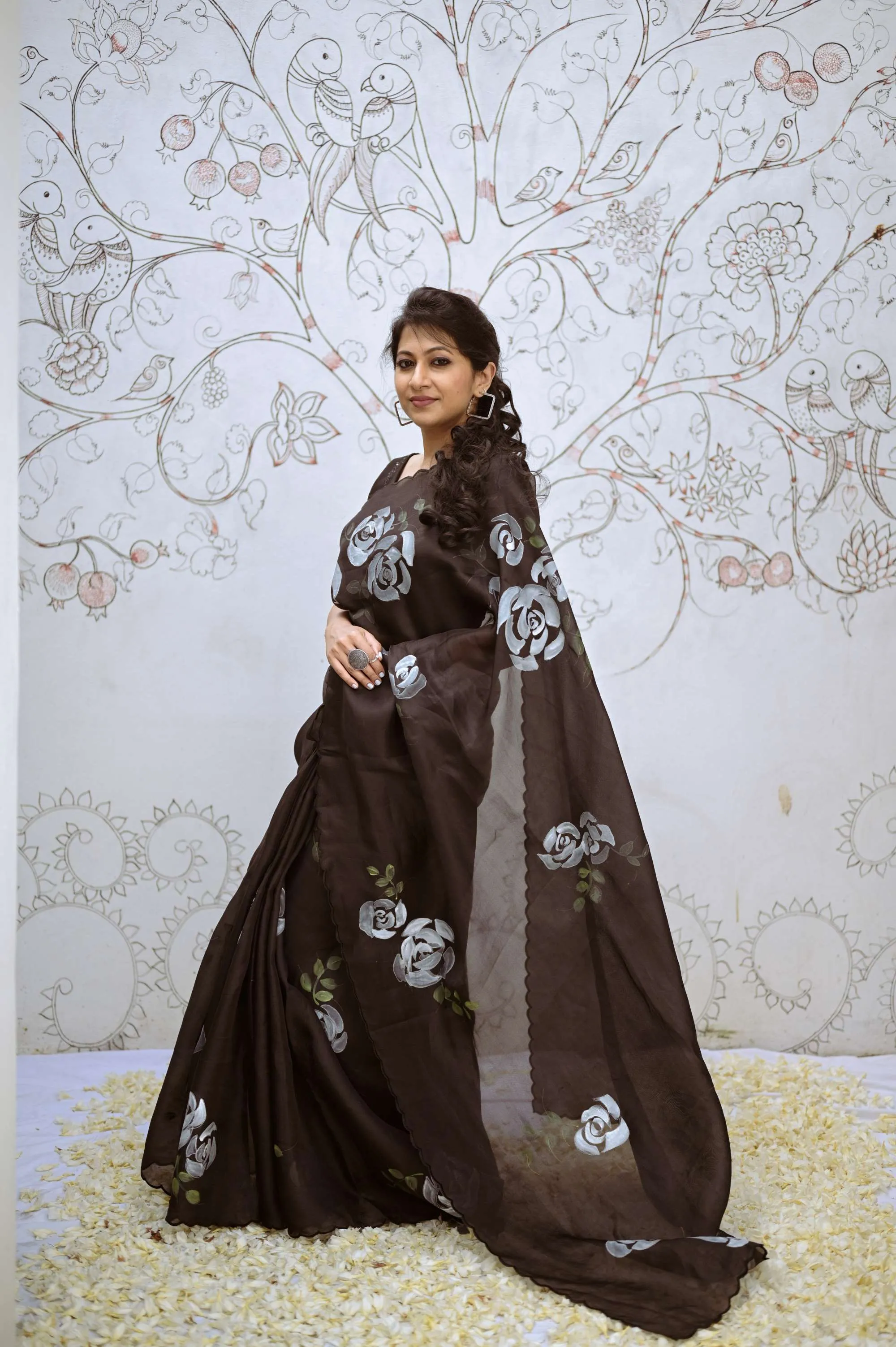 Black organza saree