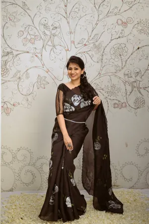 Black organza saree