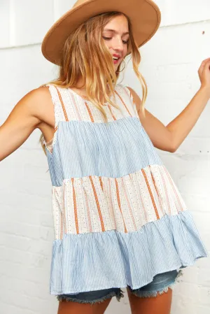 Boho Stripe Tiered Flowy Tank
