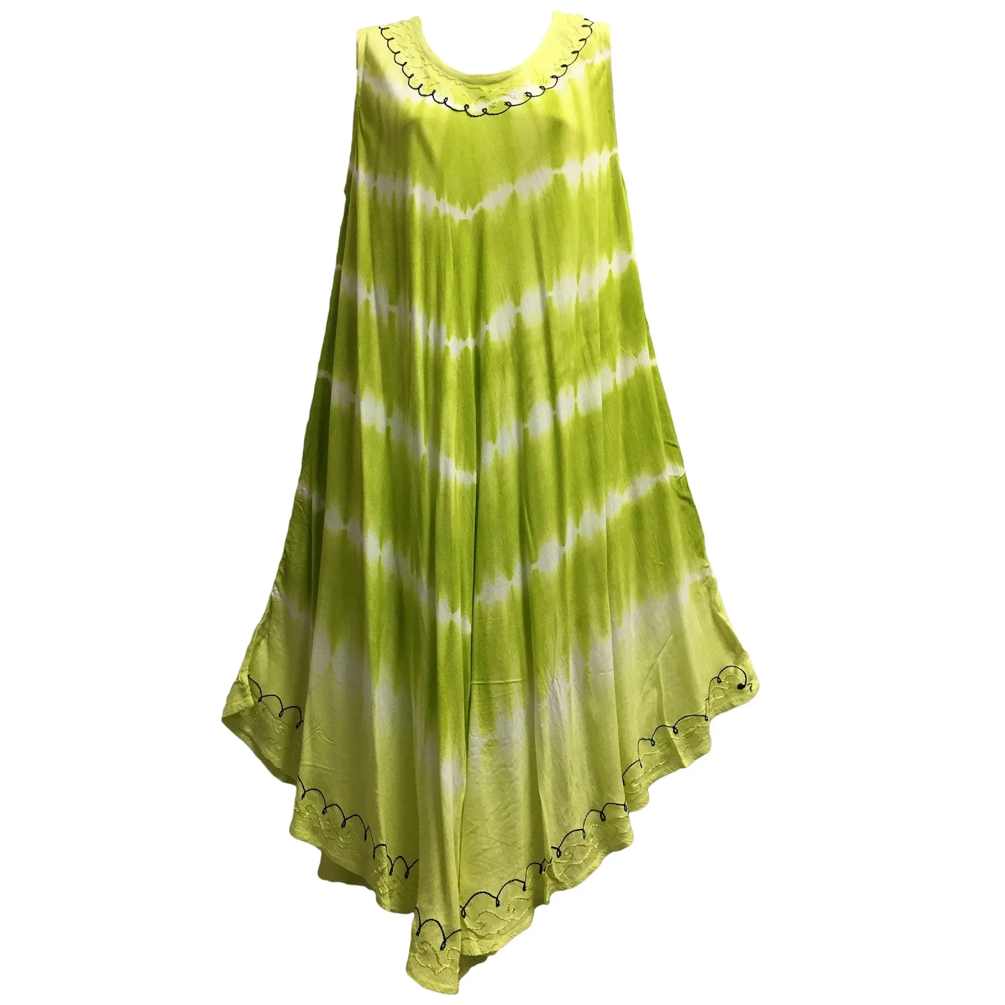 Boho Summer Casual Super Soft Zig-Zag Tie-Dye Sleeveless Caftan beach Dress Plus size lounge shibori Tye die Dress