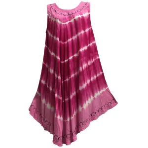 Boho Summer Casual Super Soft Zig-Zag Tie-Dye Sleeveless Caftan beach Dress Plus size lounge shibori Tye die Dress