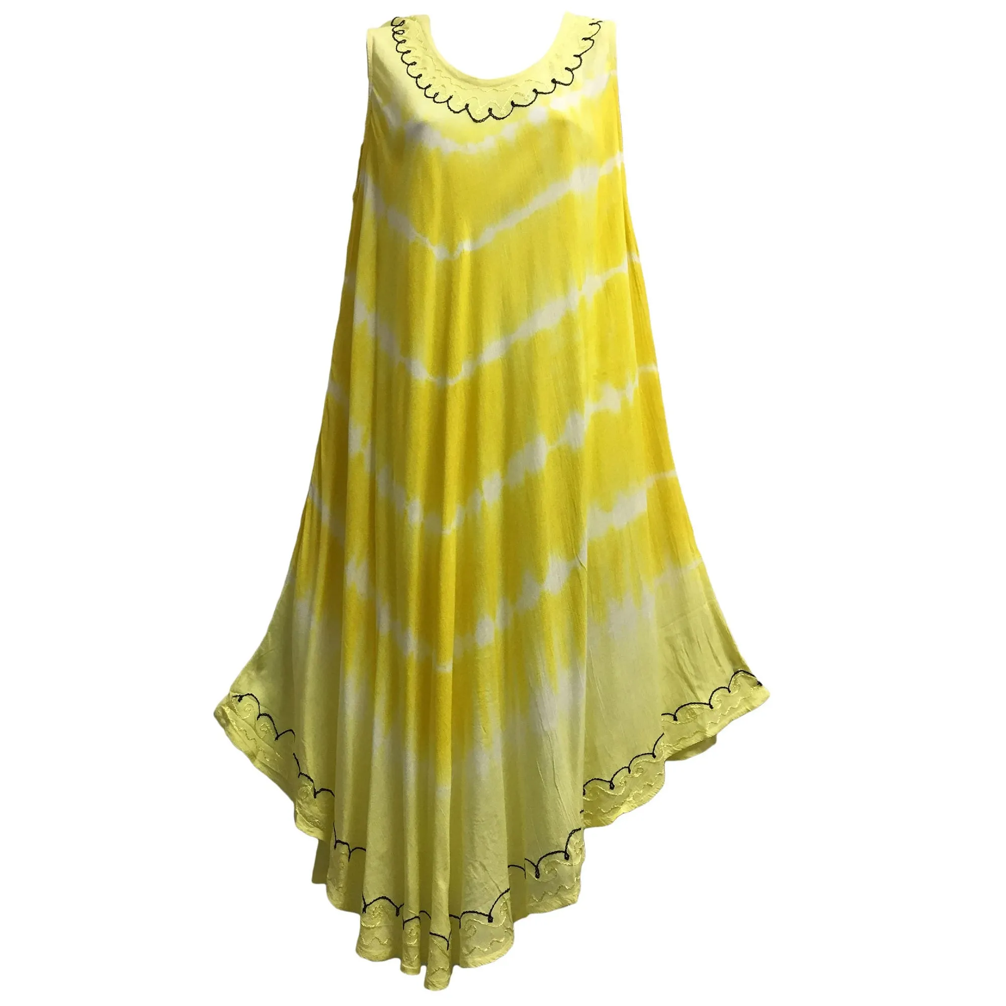 Boho Summer Casual Super Soft Zig-Zag Tie-Dye Sleeveless Caftan beach Dress Plus size lounge shibori Tye die Dress