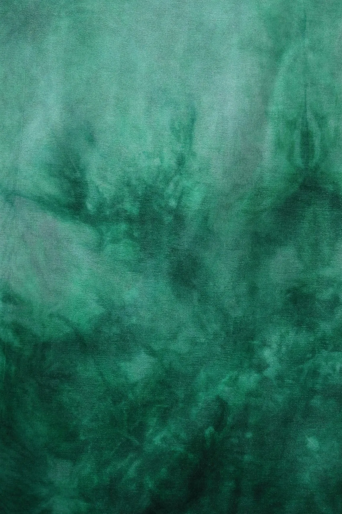 Bottle Green Tie & Dye Shibori Print On Organza Fabric