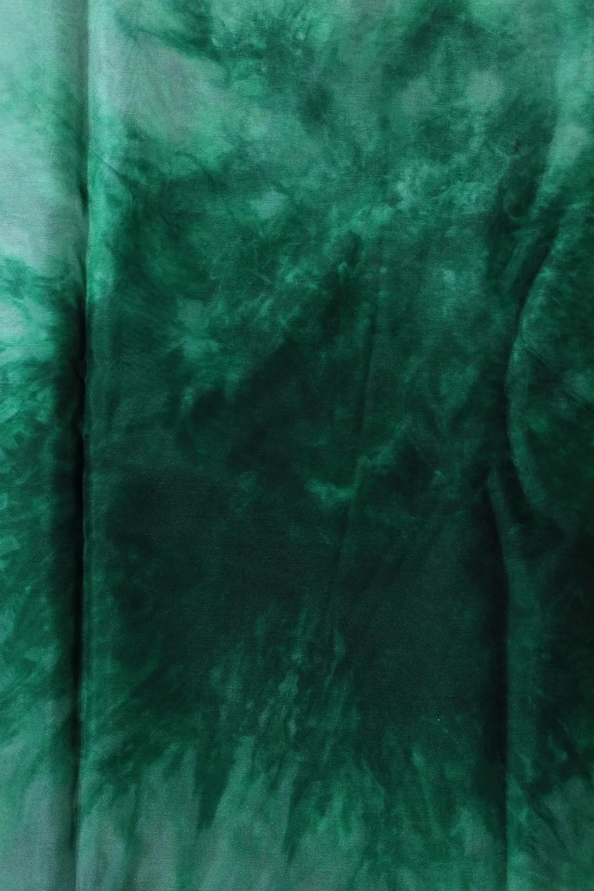 Bottle Green Tie & Dye Shibori Print On Organza Fabric