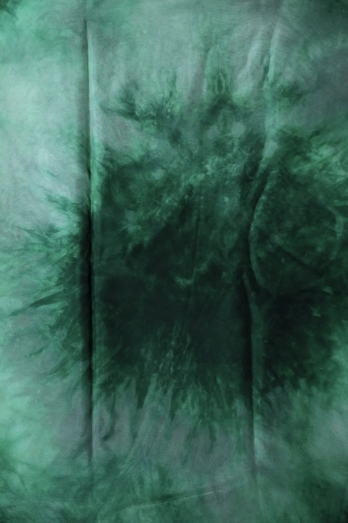 Bottle Green Tie & Dye Shibori Print On Organza Fabric