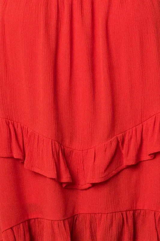 Bow Strap Ruffle Cami Top