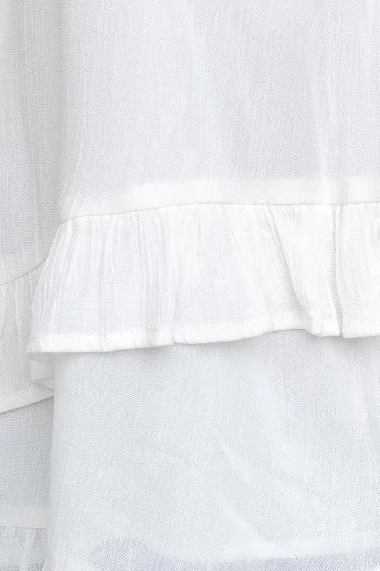 Bow Strap Ruffle Cami Top