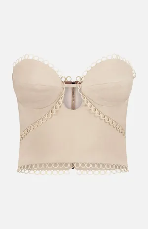 Candy Linen Strapless Crochet Top