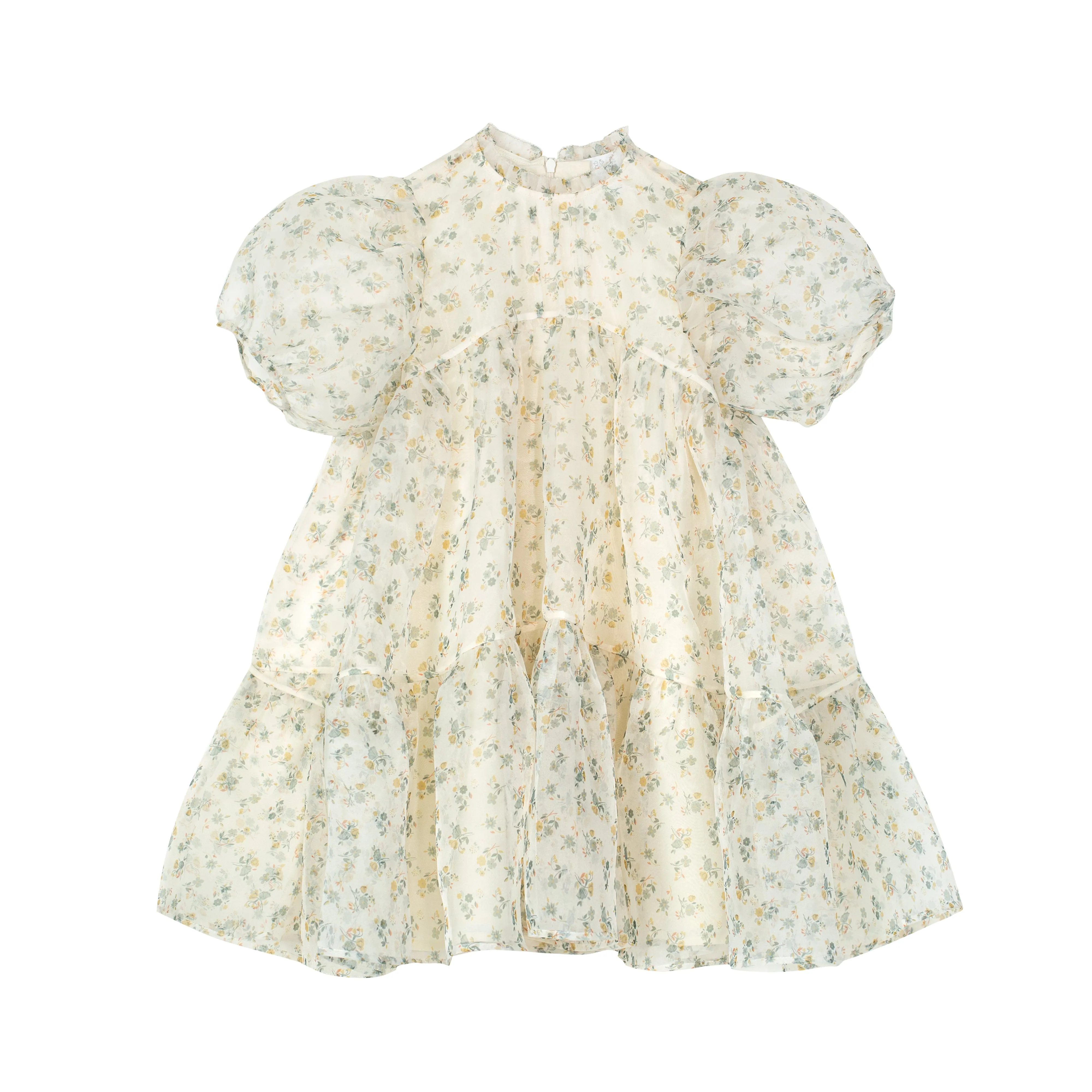 CERA UNA VOLTA PAOLA FLOWER ORGANZA  TIERED DRESS