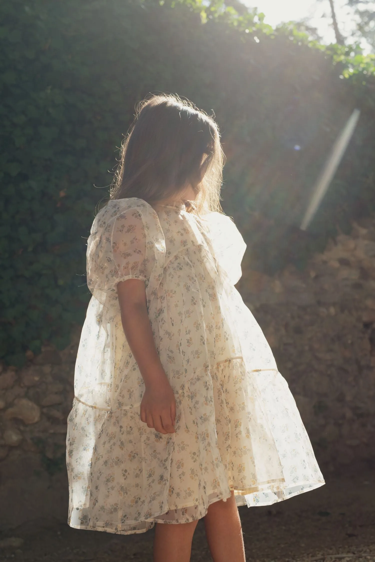 CERA UNA VOLTA PAOLA FLOWER ORGANZA  TIERED DRESS
