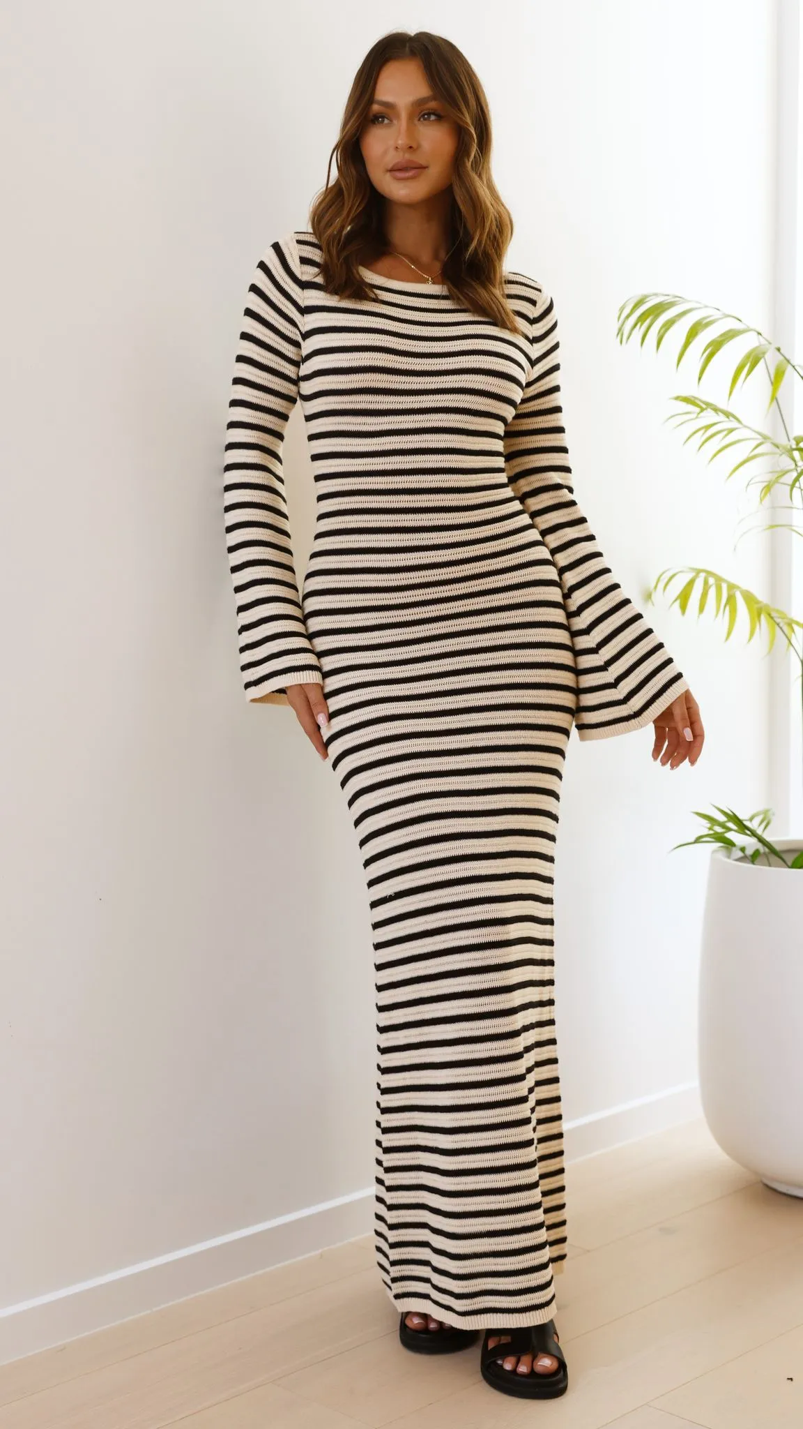 Cherie Knit Maxi Dress - Sand / Black