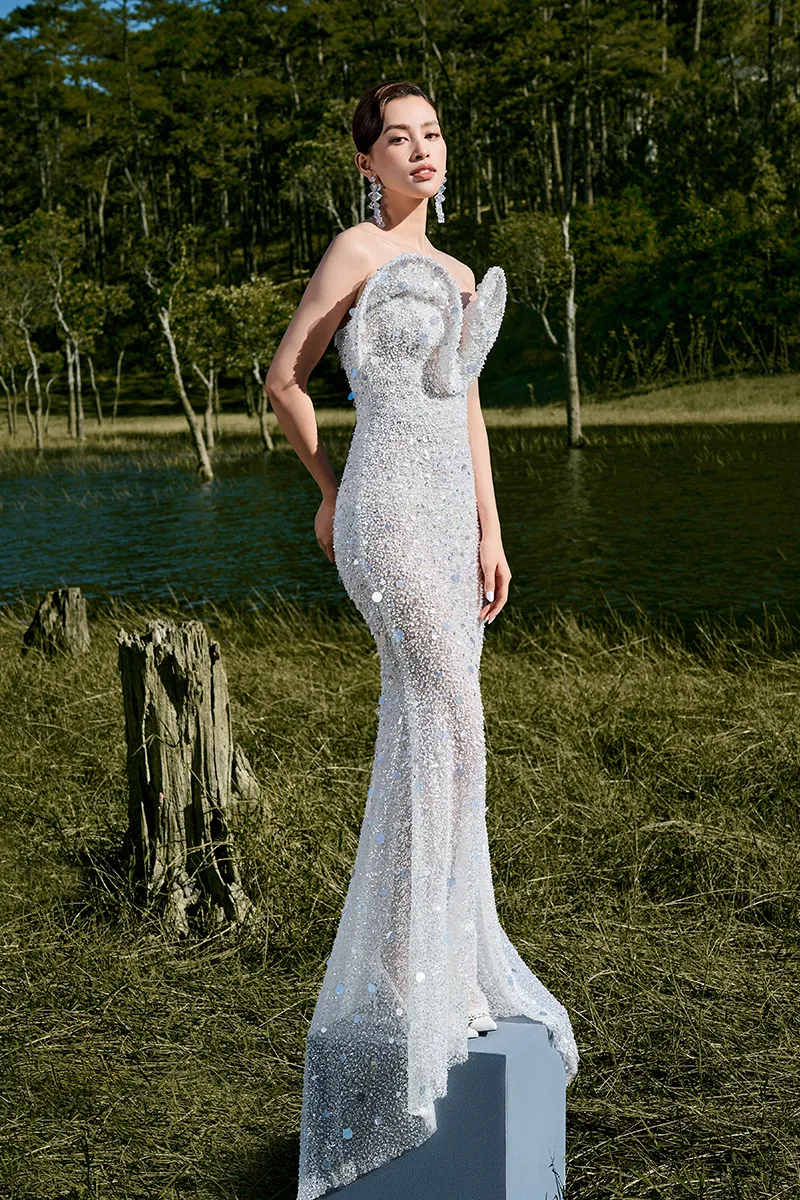 CHLOE OFF-SHOULDER BEADED MERMAID GOWN