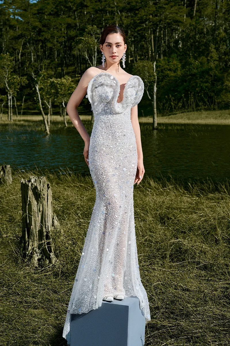 CHLOE OFF-SHOULDER BEADED MERMAID GOWN