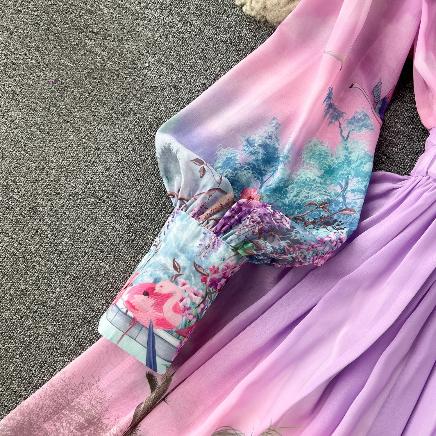 Courtly Stretchy Floral Chiffon Dress