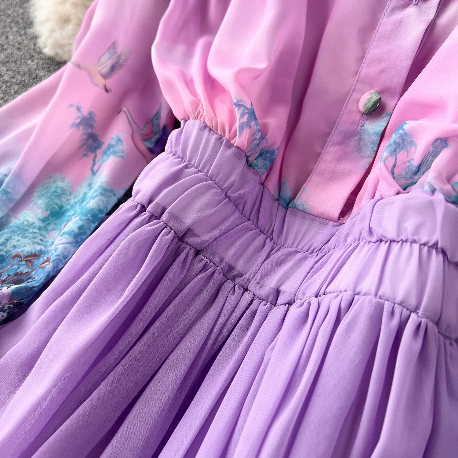 Courtly Stretchy Floral Chiffon Dress