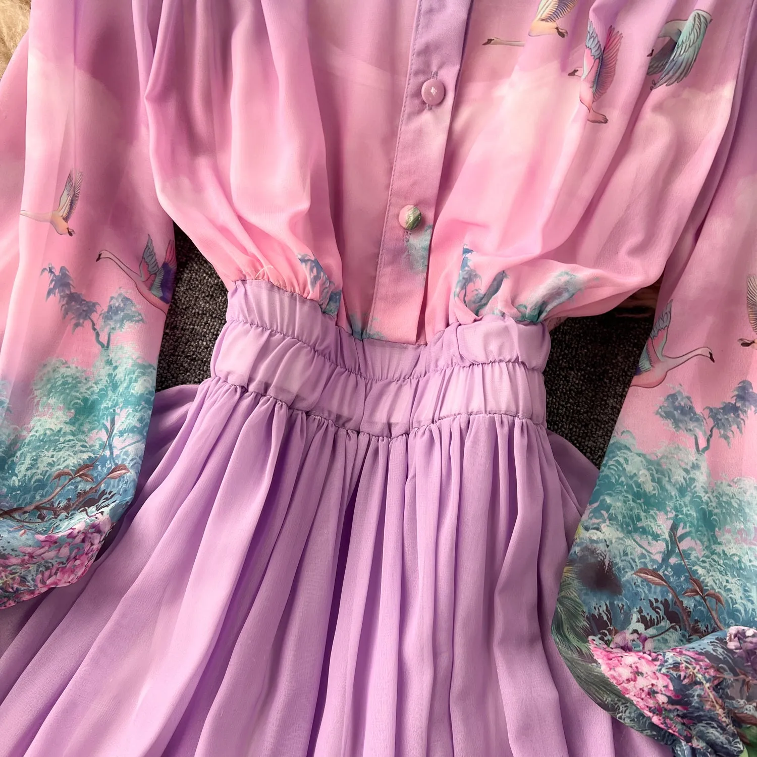 Courtly Stretchy Floral Chiffon Dress