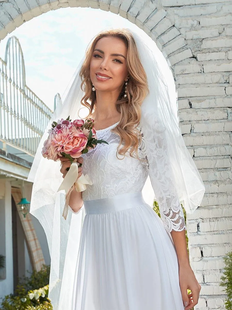 Custom Size See-Through Maxi Lace Evening Dress with Half Sleeve