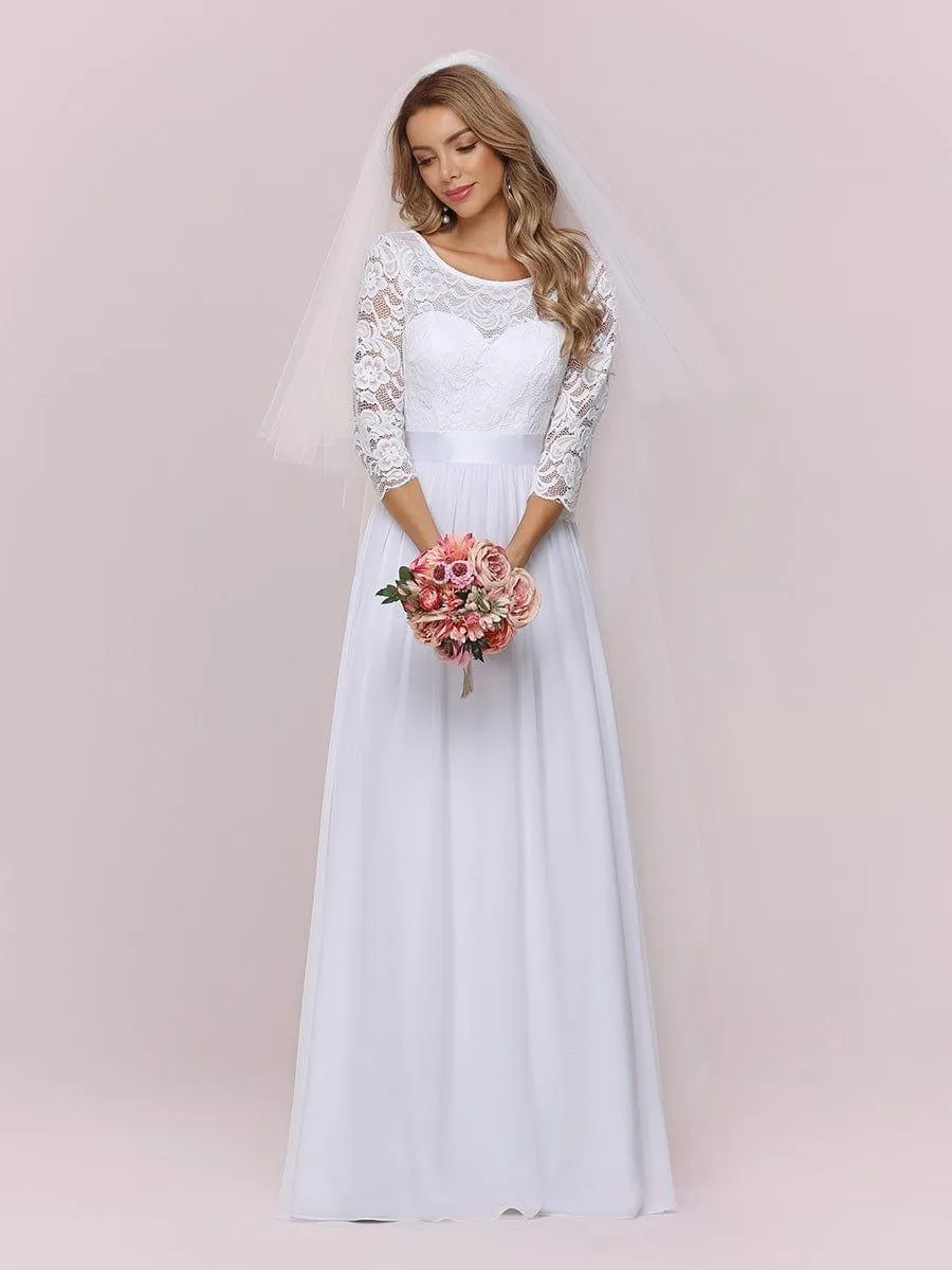 Custom Size See-Through Maxi Lace Evening Dress with Half Sleeve