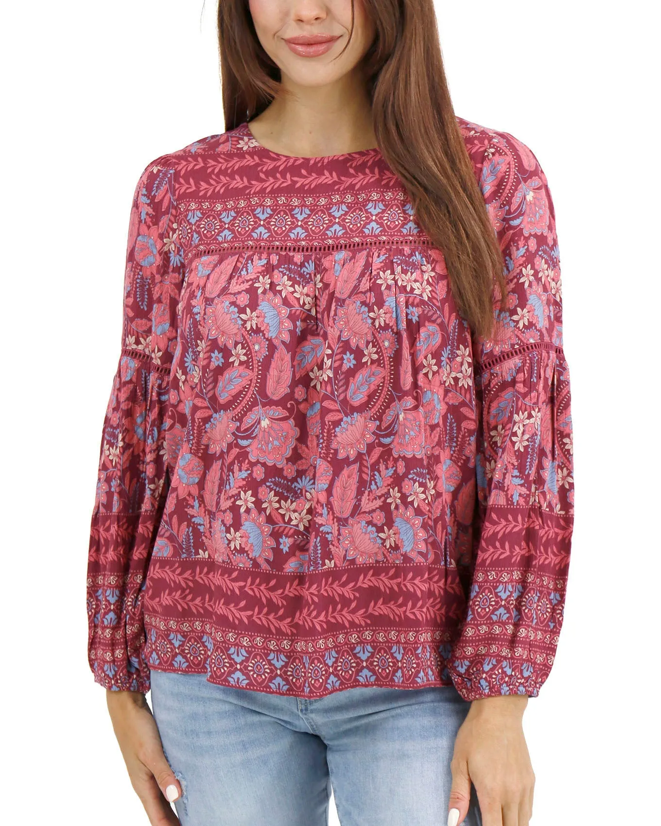 Daydream Boho Wine Floral Top