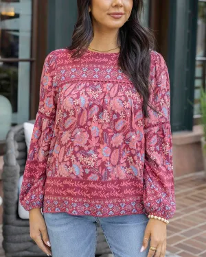 Daydream Boho Wine Floral Top