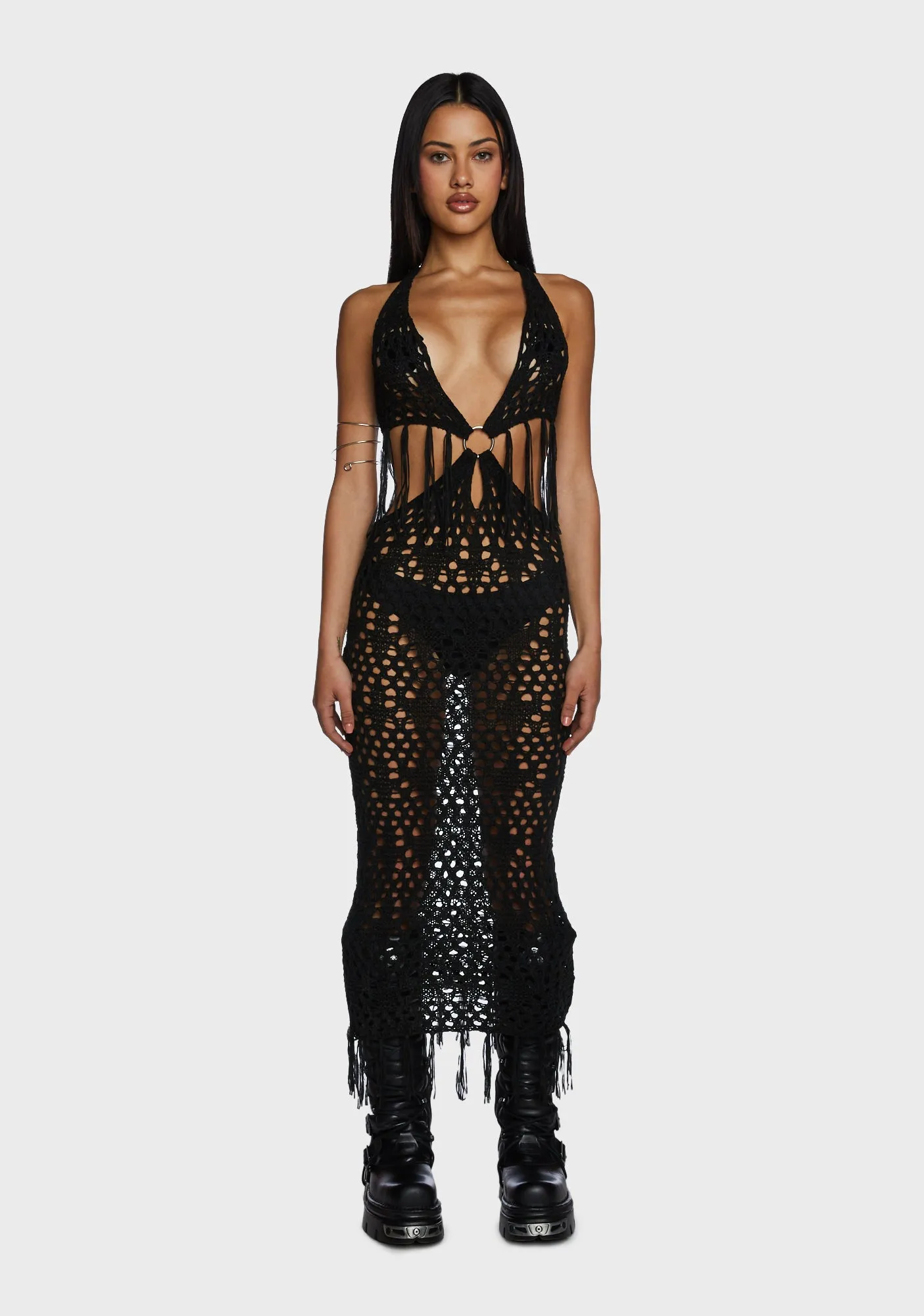Distraction Open Knit Maxi Dress