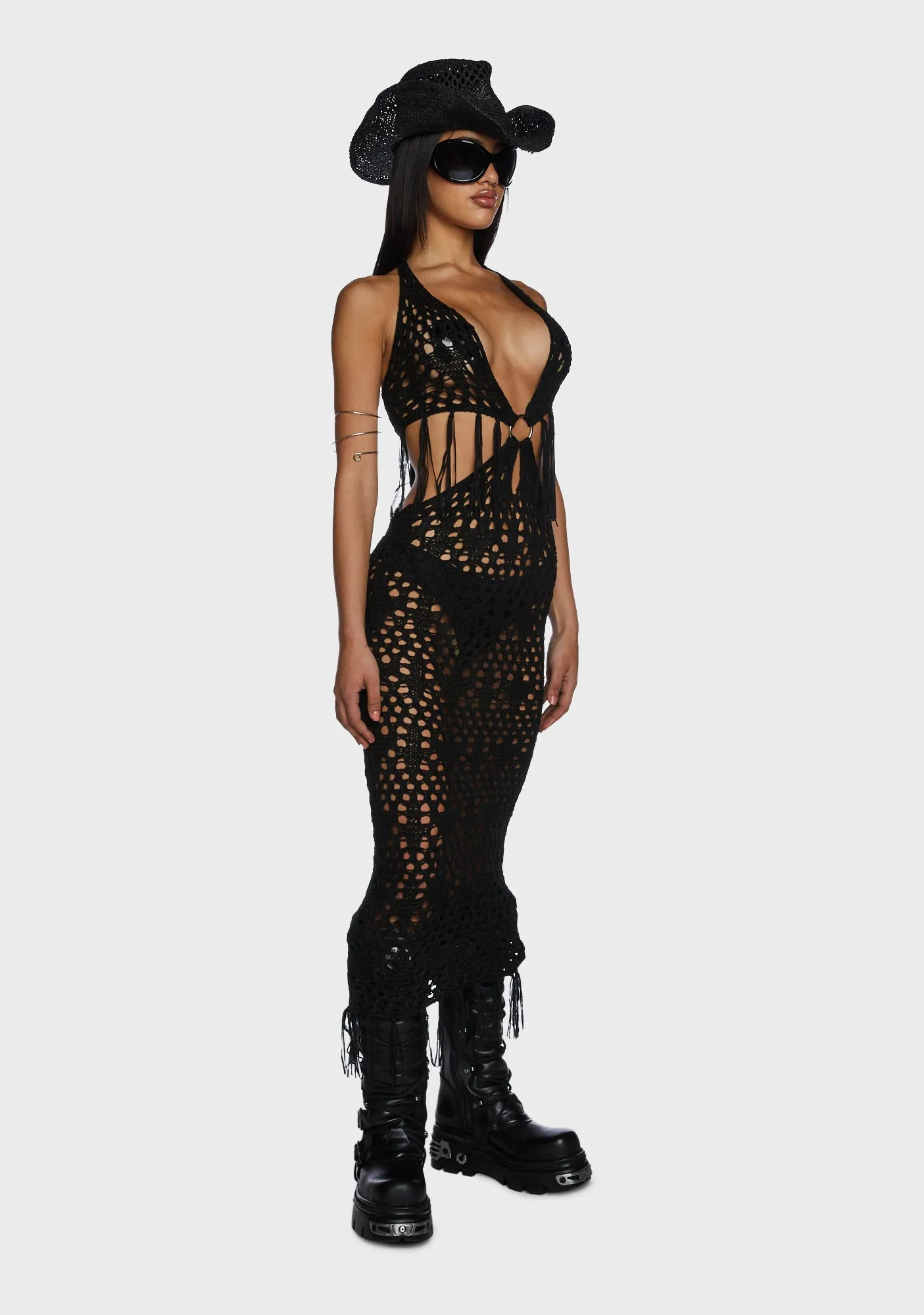 Distraction Open Knit Maxi Dress