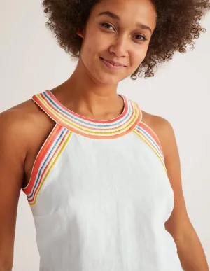 Dollie Embroidered Linen Top-White