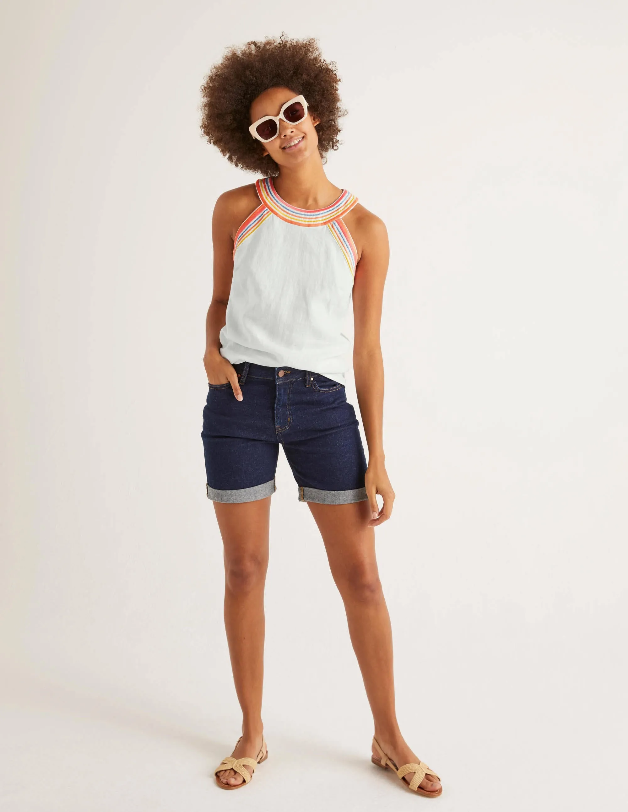 Dollie Embroidered Linen Top-White