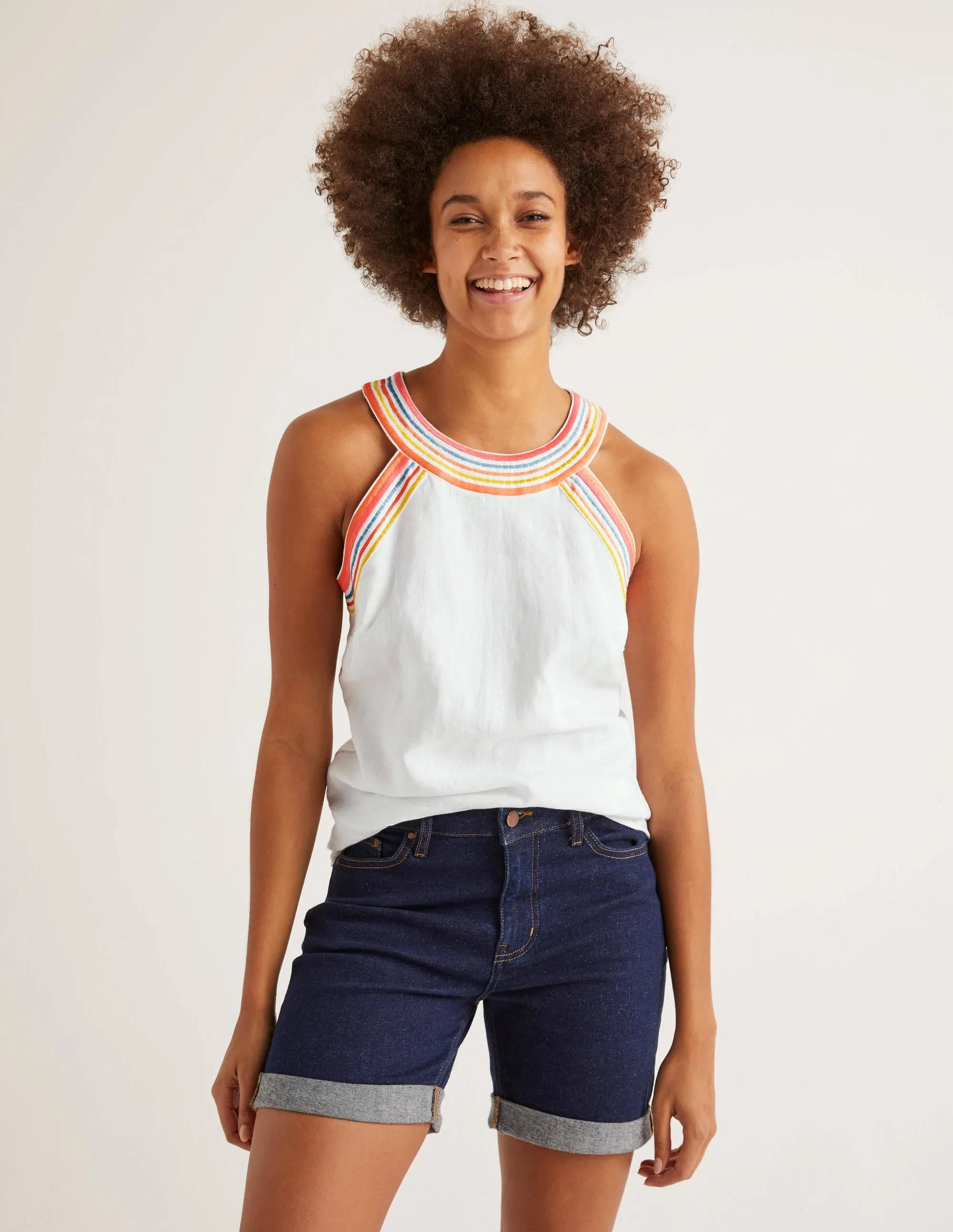 Dollie Embroidered Linen Top-White